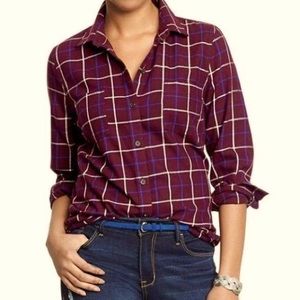 Old Navy Maroon Stripe Button Down Shirt